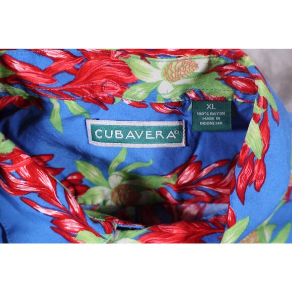 Cubavera Shirt Mens XL Floral Hawaiian Button Up Rayon Short Sleeve Summer Casua - Picture 4 of 7